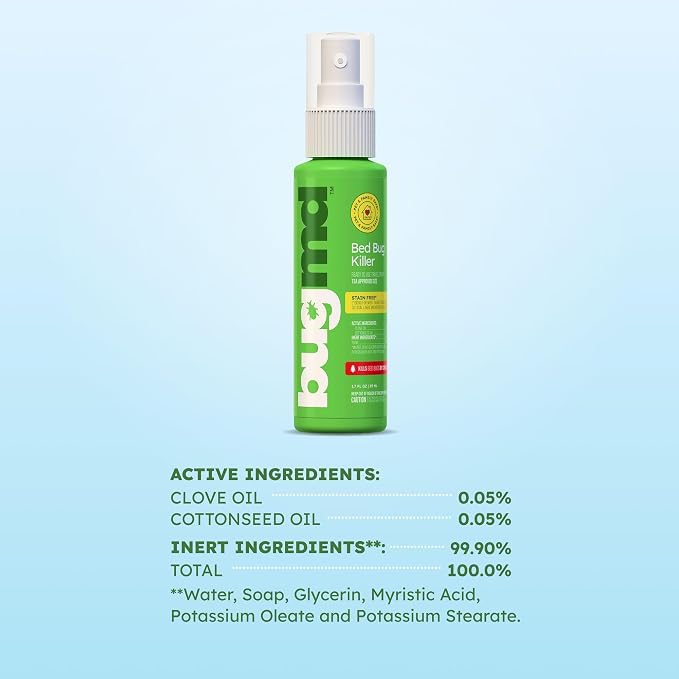 BugMD Bed Bug & Mite Spray - TSA Approved 3.7 oz - Child & Pet Safe, Stain & Odor Free - Lice, Tick, Fly, Mosquito, Flea, Dust Mite Treatment - Travel Essential for Hotels, Suitcases, Backpacks, Shoes