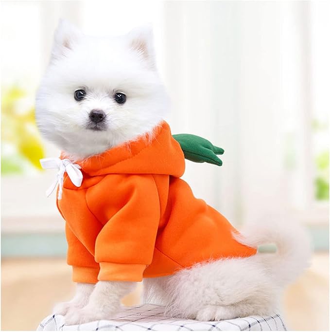 Warm Dog Winter Clothes Cute Fruit Dog Coat Hoodies Fleece Pet Dogs Costume Jacket for French Bulldog Chihuahua Ropa para Perro(Orange,M)