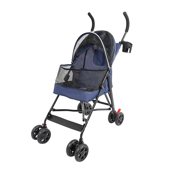 Pet Stroller for Small Medium Dogs Cats up to 22 lbs, Lightweight Foldable Dog Stroller with 360° Wheels & Brakes, Safety Tether, Breathable Mesh, Removable Washable Cushion