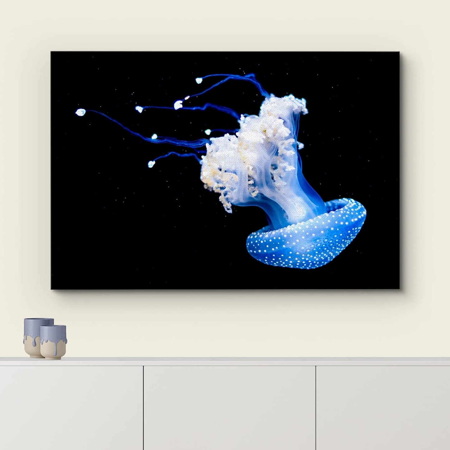 wall26 Canvas Print Wall Art Mystic Fantasy Tropical Blue X-Ray Jellyfish Nature Animals Photography Realism Rustic Scenic Landscape Wilderness Colorful for Living Room, Bedroom, Office - 16"x24"