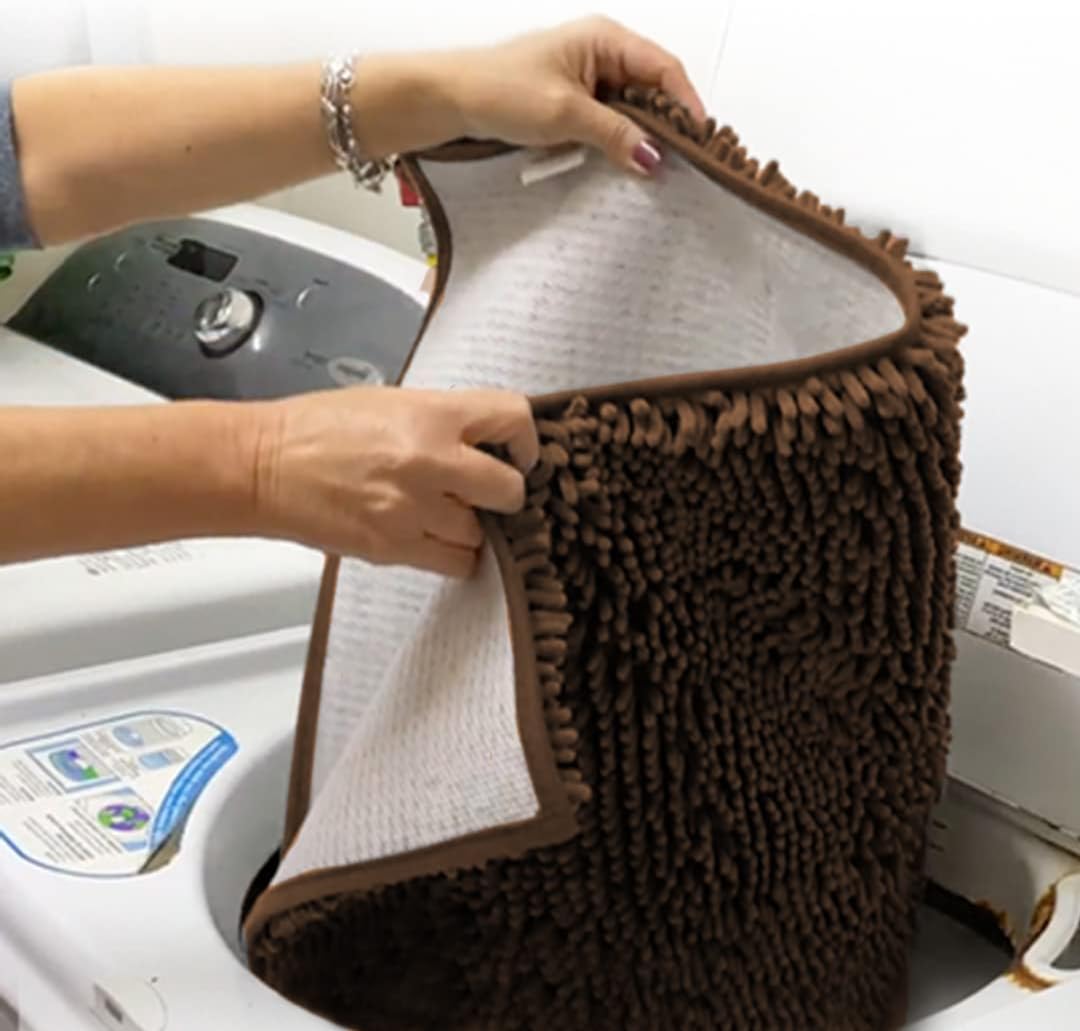 Muddy Mat® Shown on TV – Super Absorbent Microfiber Dog Door Mat for Muddy Paws, Non-Slip Washable Pet Rug, Quick Dry Chenille Entryway Carpet, Machine Washable Indoor Outdoor mat, Brown 30"x19"