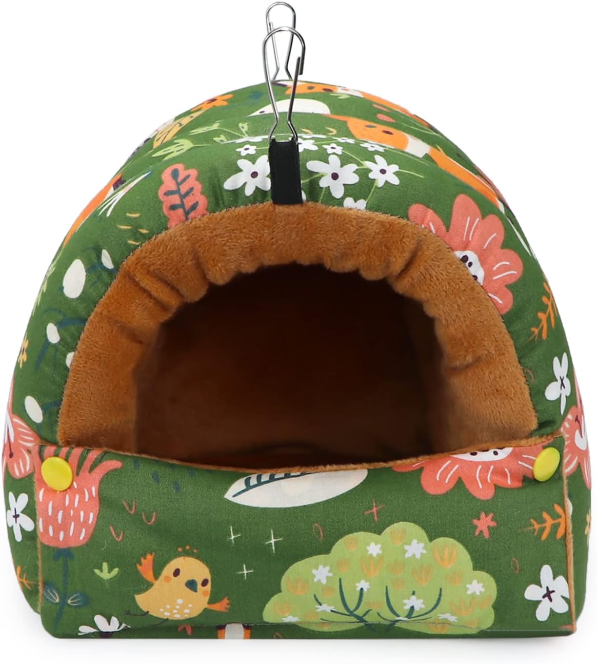 Wontee Bird Nest House Winter Warm Snuggle Hut Bird Bed Hanging Hammock for Parrots Budgies Parakeets Caique Senegal Cockatiels Conures (Large, Green)