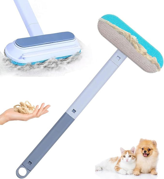 4 in 1 Pet Hair Remover, Reusable, Effective Cat and Dog Hair Removal Cleaning Tool with 17-Inch Extra Long Handle Multifunctional Fur Lint Brush for Couch, Furniture, Carpet, Clothes, Bedding