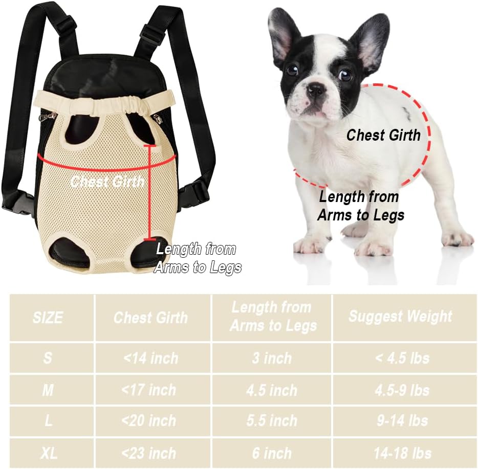 FEimaX Dog Carrier Backpack Pet Legs Out Front Cat Travel Bag, Adjustable Puppy Backpacks Carriers Hands-Free for Small Medium Dogs Cats Hiking Traveling Camping Daily Walking