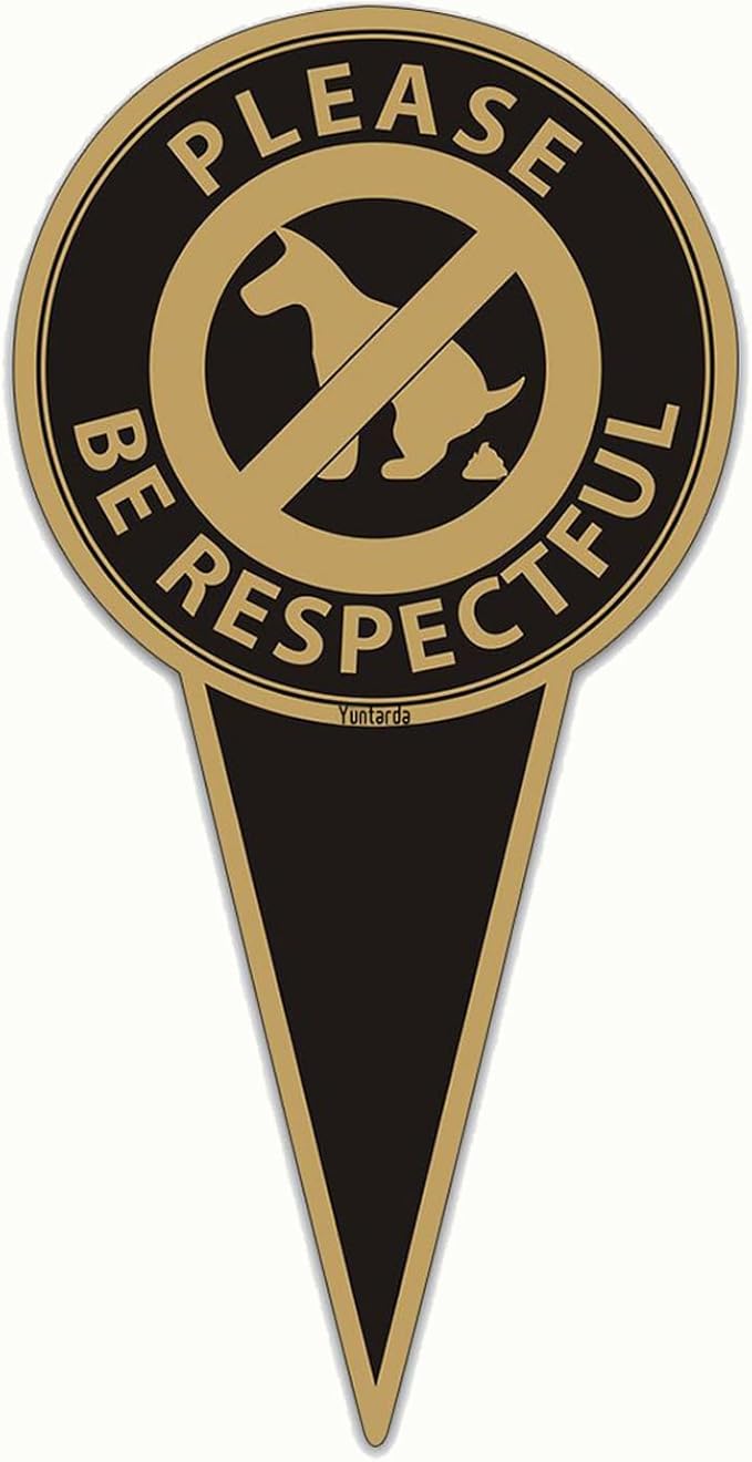 No Pooping Dog Sign-Please Be Respectful - 12"x6" Double Sided Stop Dogs from Pooping or Peeing On Your Lawn Yard Sign