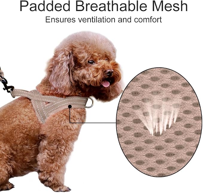 Plutus Pet No Pull Dog Harness for Puppy Small Dogs, Breathable Mesh Padded | Adjustable Reflective with Handle, Escape Proof, Quick Fit Pet Vest, Front Clip, for Training and Walking, Beige, XS