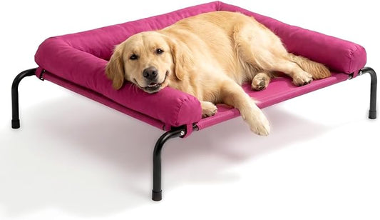 Cooling Elevated Dog Bed for Large Dogs, Indoor & Outdoor Raised Dog Bed | Portable,with Breathable Mesh, Chew Proof Pet Hammock Cots with Removable and Waterproof Bolsters