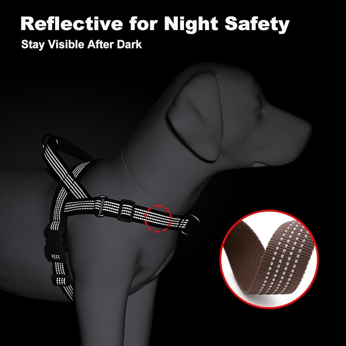 No Pull Dog Harness with Handle, Adjustable Soft Mesh Padded Vest | Reflective Walking Harness with Front Clip for Small Medium Large Dogs, Quick Fit No Escape for Training, Chocolate, S