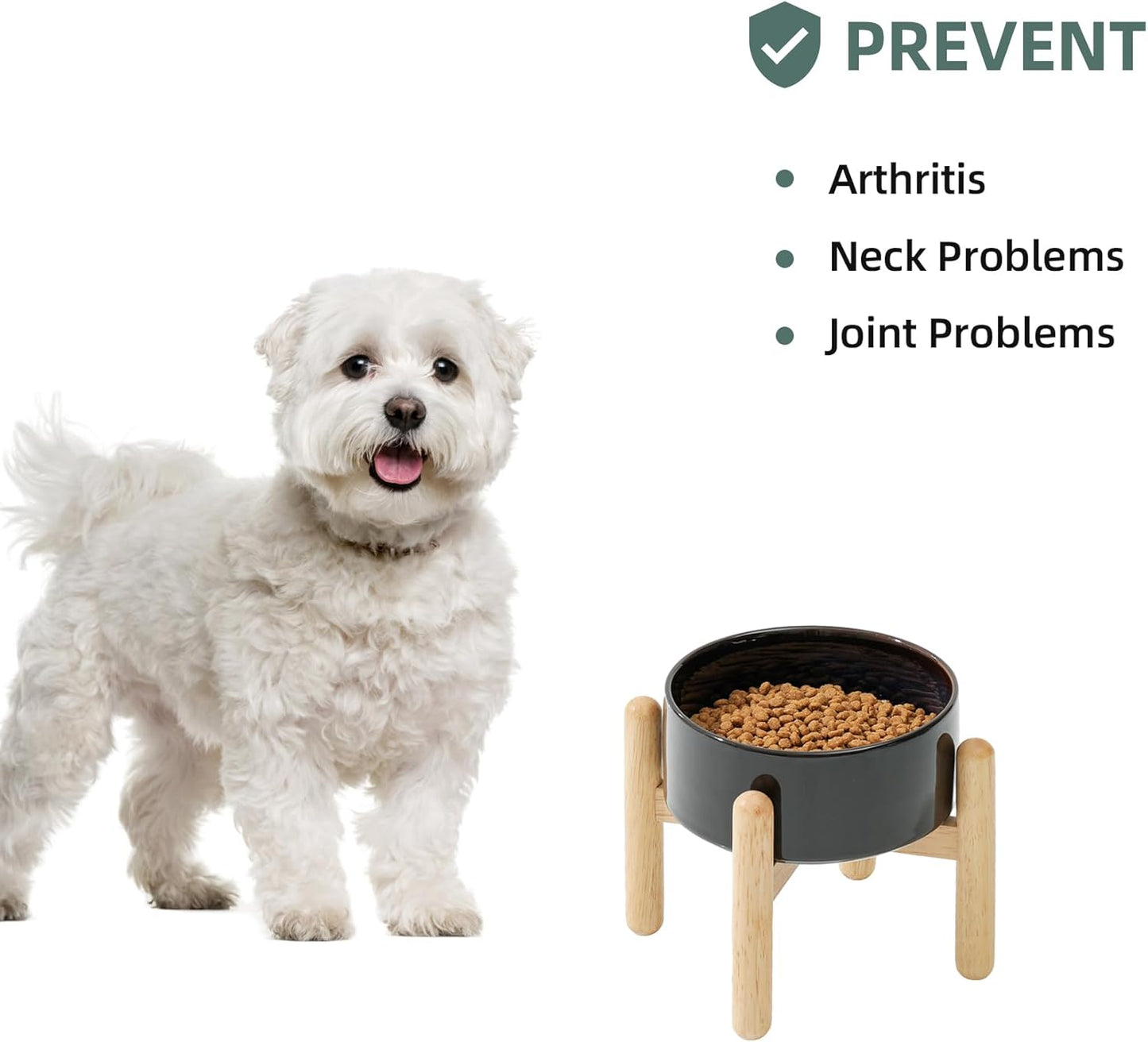 Ceramic 6.1inch Raised Dog Bowl with Stand for Small and Medium Dog Dish Pet Food and Water Bowl (Single Bowl with Stand - Starry Sky)