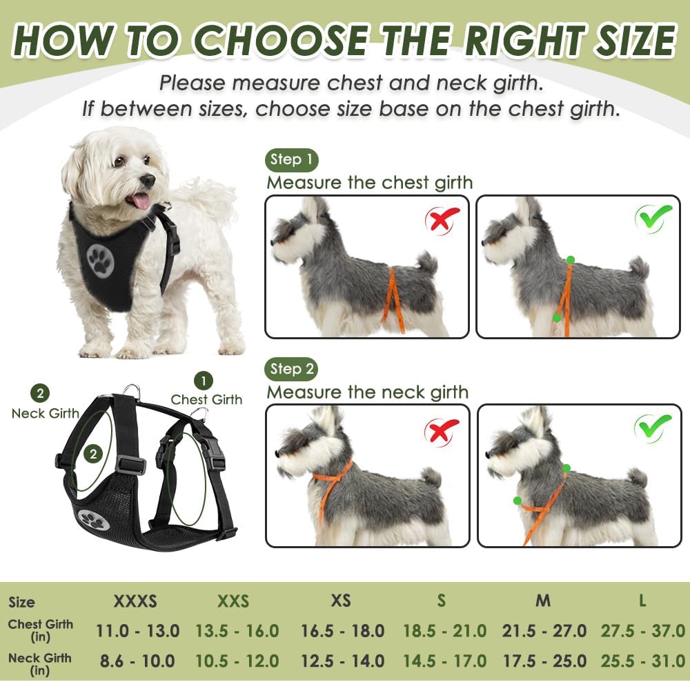 SlowTon Dog Seat Belt Harness for Car, Dog Car Harness Adjustable Mesh Breathable & Dog Seatbelt Safety Tether with Elastic Bungee for Small Medium Large Pets(Black, Double Clip, S)
