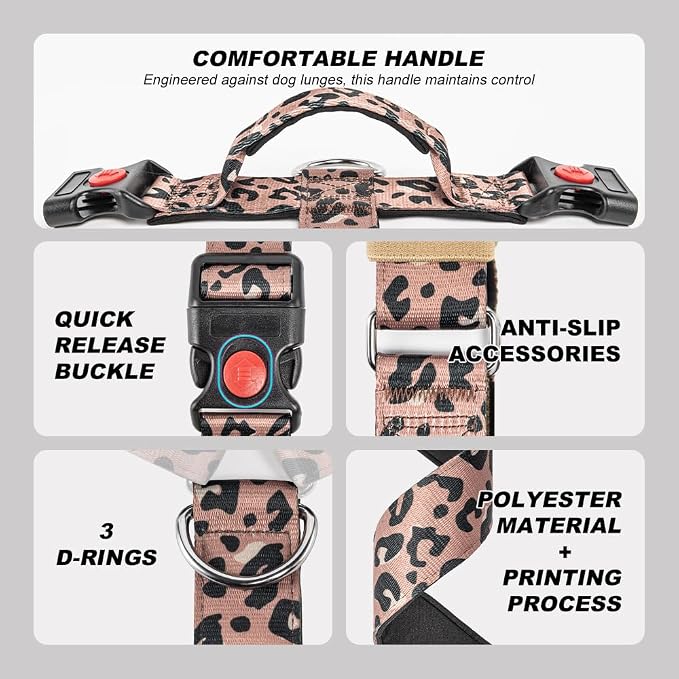 TSPRO Tactical Heavy Duty Dog Harness, Quick Release Buckle & Top Handle | Premium No Pull Dog Vest Harnesses, Adjustable, Soft Padded Lining, 1.5-Inch Wide for Medium & Large Dogs, Walking & Training