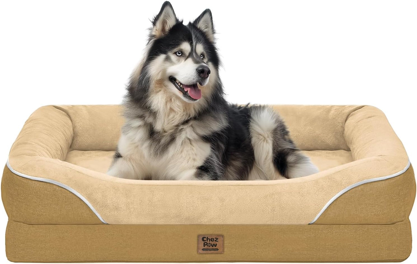 Washable Orthopedic Large Dog Bed -XL Large Dog Bed with Removable & Waterproof Cover Pet Beds with Foam Support for Big Size Dogs with Bolster