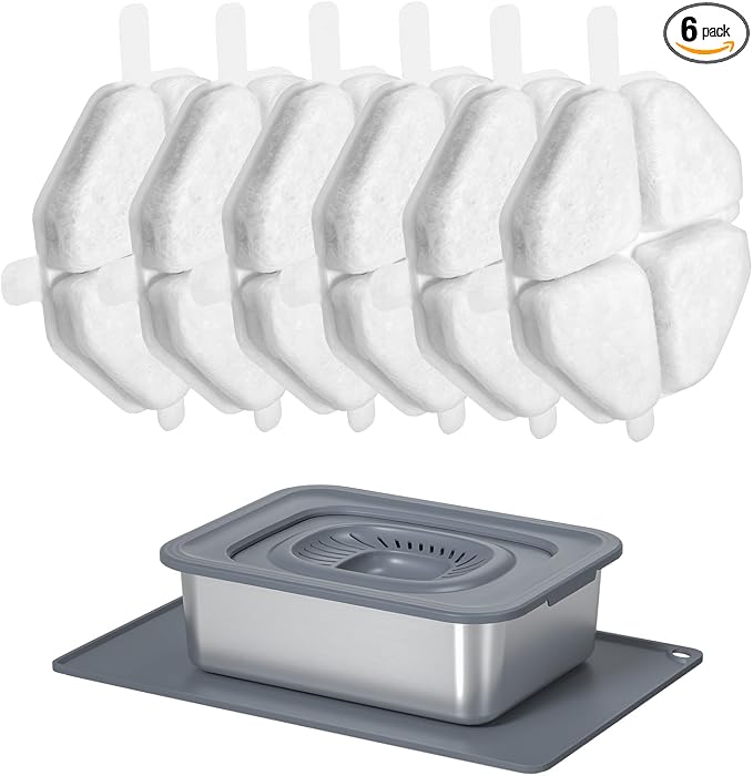 Stainless Steel No Spill No Splash Dog Water Bowl 6 Pack Filters Catridge