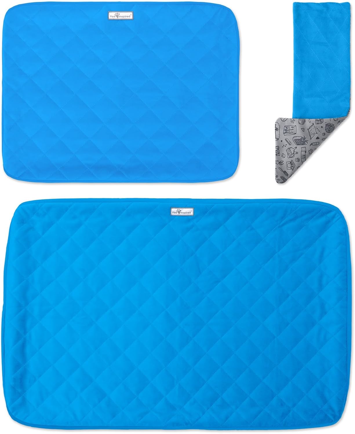 Paw Inspired Fitted Fleece Cage Liner Set for Ferret Nation, Critter Nation Single Unit (Bottom Pan Liner, Ramp Cover, Shelf Liner) for Ferrets, Rats, Chinchillas, Hedgehogs, Small Animals (Blue)