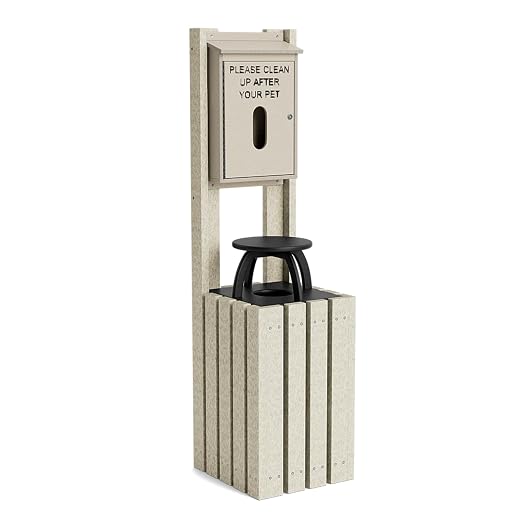 Pet Waste Bag Dispenser for Dog Parks, Trails & Public Spaces, Recycled Plastic with Built in Trash Can and Bag Dispenser | Weather Resistant & Built to Last a Lifetime - Sand