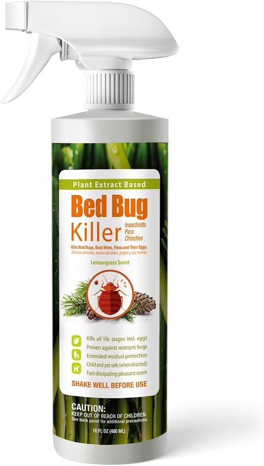 EcoVenger Bed Bug Killer 16OZ | 2026 Upgraded New Refreshing Lemongrass Scent | 100% Efficacy | Kills All Stages incld Eggs on Contact | 14 Day Residual Protection | Plant-Based Child & Pet Safe
