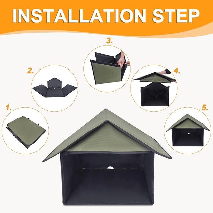 Outdoor Cat Feeding Station for Food and Wate Waterproof Blue 17in | Stray Cat Shelter Cat Shelter Outdoor for Cats Birds Rabbits and Small Dog The Detachable Roof Design