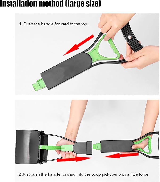 Pet Pooper Scooper, 23.7 Heavy Duty Dog Pooper Scooper, Long Handle Poop Picker Upper, Portable Pet Waste Grabber for Yard, Grass, Dirt, Double Spring, Dog Supplies (Green+Black)
