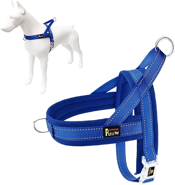 Plutus Pet No Pull Dog Harness for Puppy Small Dogs, Breathable Mesh Padded | Adjustable Reflective with Handle, Escape Proof, Quick Fit Pet Vest, Front Clip, for Training and Walking, Royal Blue, XXS