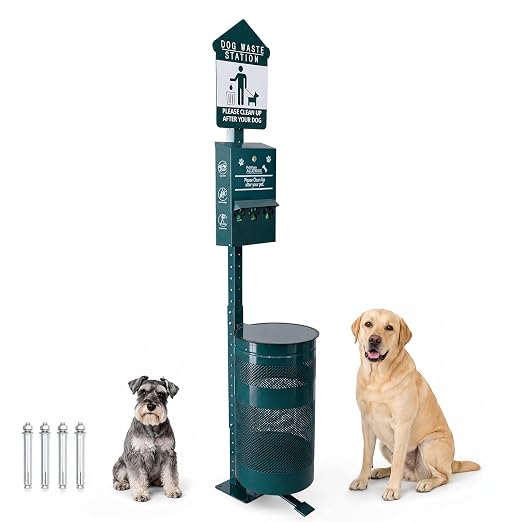 Dog Waste Station - Durable Dog Poop Trash Can Outside, 10-Gallon Capacity with Lid, Pet Waste Station for Parks, Yards & Public Spaces