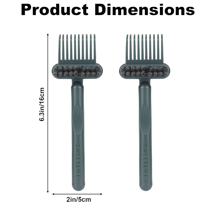 2pcs 2-in-1 Comb Cleaner with Pick and Bristles, Hair Brush Cleaner Tool Rake for Home Salon Travel Use Effectively Clear Hair Dust Grease and Dirt (Green)