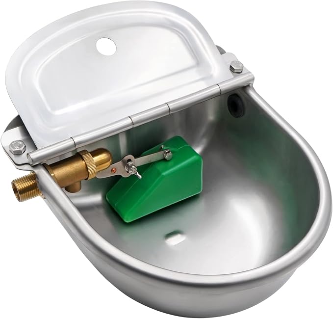 Automatic Dog Water Dispenser Outdoor Large Breed Self Filling Water Bowl | Heavy Duty Brass Float Valve Control, Wall Mount, For Poultry Chicken Duck Goat Sheep Horse Cattle Livestock, Bakcyard Farm