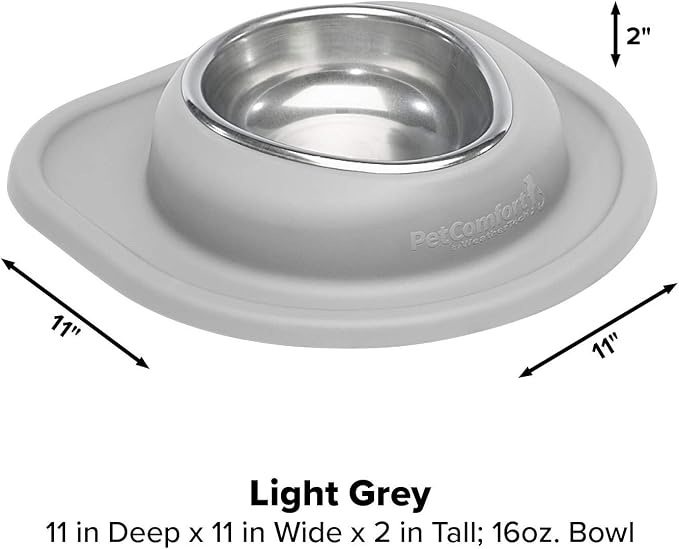 WeatherTech Single Low Pet Feeding System - Heavy-Duty Dog & Cat Food/Water Bowl - 16 oz (2 Cups) Light Grey (SL1602LG)