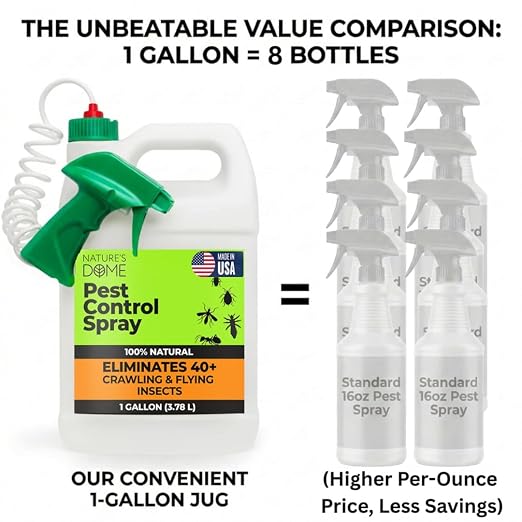 Nature's Dome Natural Pest Control Spray 1 Gallon | Ant Killer for Indoor & Outdoor | Eco-Friendly Bug Spray for Fleas, Ticks, Ants & Mosquitoes | Pet & Kid Safe