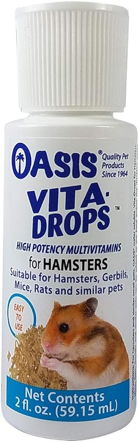 Oasis Hamster Vita-Drops All-in-1 Multivitamins - Daily Vitamin Supplement Supports Healthy Bones & Teeth, Joints & Digestion, Promotes Healthy Skin Coat, Orange Flavor, 2-Ounces