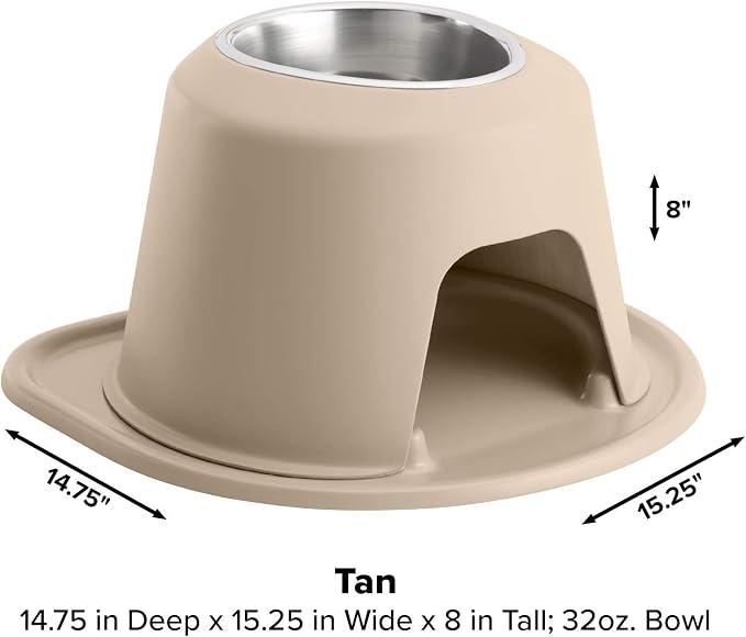 WeatherTech Single High Pet Feeding System - Raised Dog/Cat Bowl - 8" High Stand Tan (SH3208TNTN)