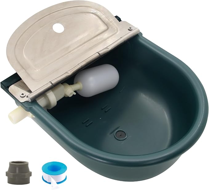 Automatic 1.2 Gallon Water Trough Cow Cattle Horse Water Bowls with Float ValveLivestock Tool Bowl for Cat Goat Sheep Dog Animal Drinking Equipment