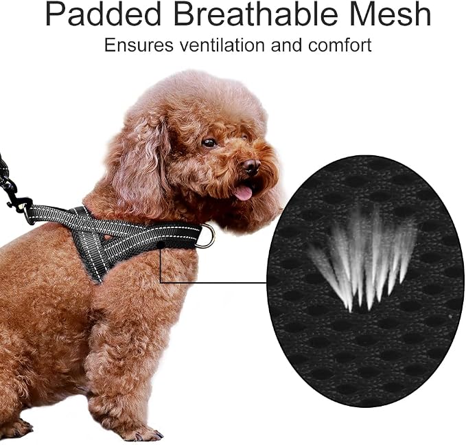 Plutus Pet No Pull Dog Harness for Small Dogs, Breathable Mesh Padded | Adjustable Reflective with Handle, Escape Proof, Quick Fit Pet Vest, Front Clip, for Training and Walking, Black, S
