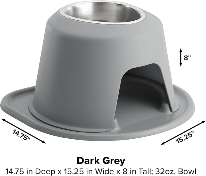 WeatherTech Single High Pet Feeding System - Raised Dog/Cat Bowl - 8" High Stand Dark Grey (SH3208DGDG)