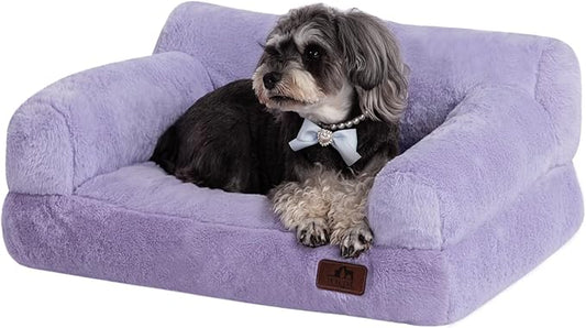Hollypet Small Dog Large Cat Bed Puppy Couch Beds for Pets up to 25 lbs | Fluffy Dog Cat Couch Plush Soft Warming Pets Beds with Machine Washable Cover and Non-Slip Bottom
