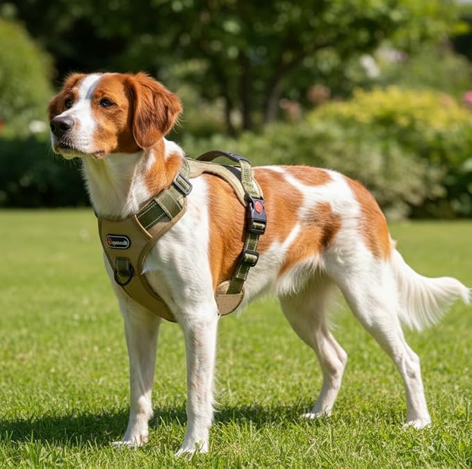 M Size Tactical Dog Harness No Pull Pet Vest Collar with Handle and Reflective Trim, Adjustable Chest Harnesses with Front & Back Leash Clips for Medium Dogs Training Walking Hiking Outdoors