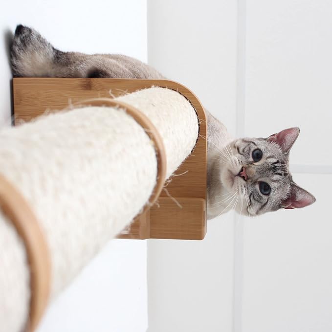 Catastrophic Creations Cat Scratching Post – 4-Tier Cat Wall Scratcher – Durable Bamboo & Sisal Cat Scratcher Post – Hand-Crafted Cat Scratching Posts for Indoor Cats – Modern Cat Furniture-