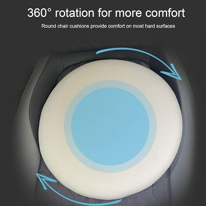 Swivel Seat Cushion Memory Foam 360 Degree Rotating Round Shaped Soft Comfortable Chair Cushion for Car Office Home Use