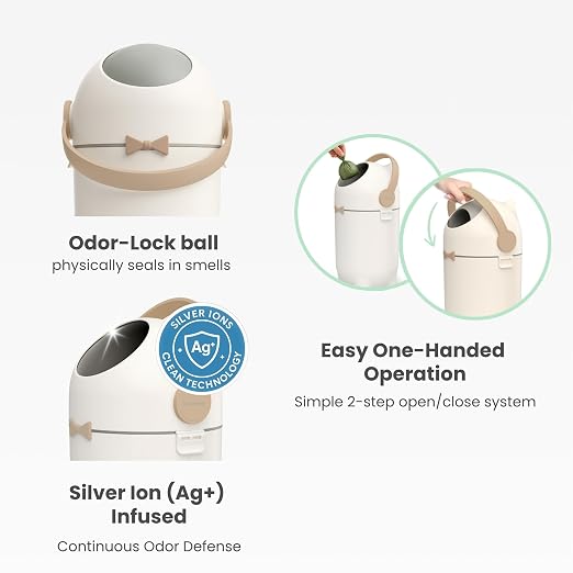 iTouchless Odor-Block Dog Poop Can, 4 Gal Ag+ Silver Ion Trash Bin, Ivory | Easy One-Hand Disposal | Lightweight & Rust-Proof | Indoors & Outdoors | 20 Free Bags Incl | Pets & Cats Waste | Home, Patio