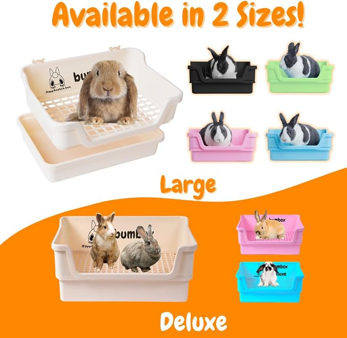 HoppScotch.bun Bumbox Large Rabbit Litter Box, 15.75" Training Cage with Plastic Grid for Small Animals, Indoor/Outdoor, Pink