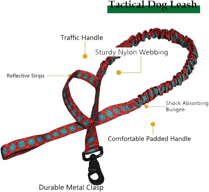 Tactical Dog Collar and Leash Set for Large Dogs with Control Handle，Grid | 1000D Heavy-Duty Nylon Fabric,Quick-Release Metal Buckle,Adjustable Fit,Soft-Padded Webbing,D-Ring,for Training & Hiking,M