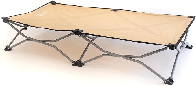 Carlson Elevated Dog Bed, Folding Dog Cot for Large Dogs up to 95 lbs, Portable Raised Pet Bed for Indoor & Outdoor Use, 47.5” x 24.5”, Tan