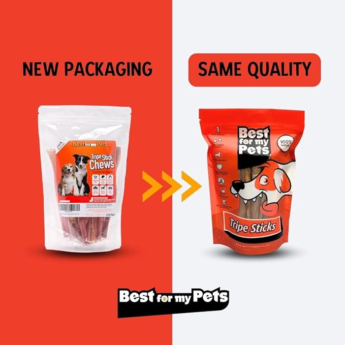 Best For My Pets Tripe Sticks for Dogs (5-Inch, 6-Ounce) Great for Puppies, Senior and Small Dogs All-Natural Rawhide-Free Dog Treats Bladder Sticks Chews