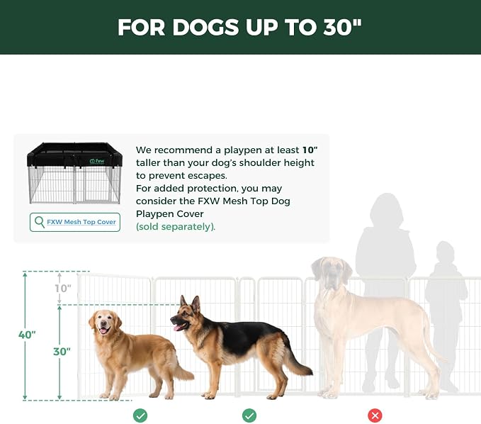 FXW Homeplus Indoor Dog Playpen with Divider Connectors, 40" H, 12 Panels | Calm Indoor Play Area, Two-Zone Layout, For Medium & Large Dogs, Patented