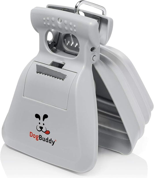 DogBuddy Pooper Scooper, Portable Dog Pooper Scooper, Poop Scooper for Small and Large Dogs, Pooper Scooper with Bag Attachment, Leash Clip and Dog Waste Bags Included (Large, Mist)