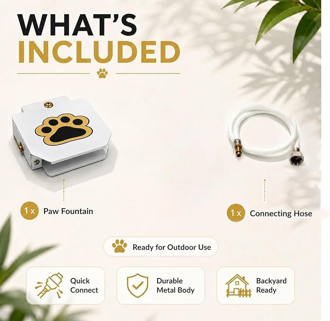 Outdoor Dog Water Fountain - Paw-Activated Sprinkler for Large & Medium Dogs - Upgraded Copper Valve & Y Splitter - Perfect Pet Drinking Dispenser Toy