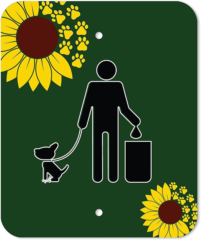 Zero Waste USA - DISPENSE-ART™ Roll Bag Dispenser & Sign - Sunflower | UV-printed roll bag dispenser & matching sign, 400 bags, 25% more storage, mounts to walls, posts & fences