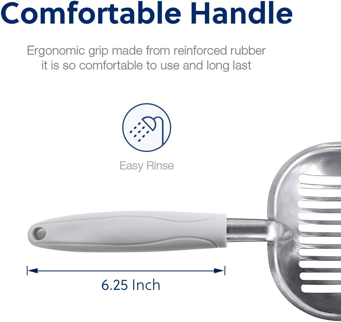 WePet Cat Litter Scoop, Aluminum Alloy Sifter, Kitty Metal Scooper, Deep Shovel, Long Handle, Poop Sifting, Kitten Pooper Lifter, Durable, Heavy Duty, for Litter Box