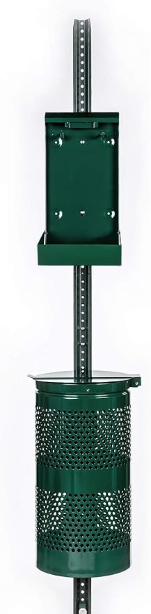Regal Pet Waste Station - 8ft Green Steel Dog Waste Station - Includes a Dispenser (Holds up to 600 Single-Pull Poop Bags), a 10gal Trash Receptacle with Lid, and a 12"x18" Sign