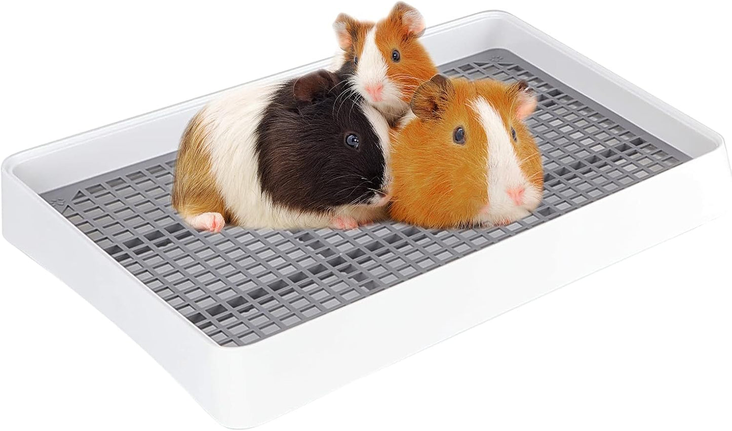 FHTONGE Guinea Pig Litter Box for Cage, Guinea Pigs Litter Pan with Grid, Rectangular Small Amimal Potty Trainer Tray Pet Toilet for Rat Chipmunk Chinchilla Hedgehog Hamster Ferret Rabbit
