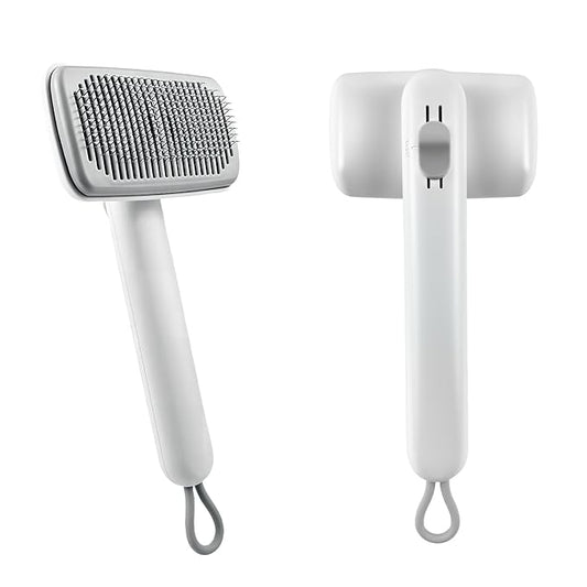 Self Cleaning Deshedding Cat Brush for Dogs & Cats,Adjustable Cat Brushes for Indoor Cats, Easy to Clean Grooming Tool for Long & Short Haired Pets